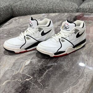 Nike Air Flight Men's White and Black Sneakers with Red Accents